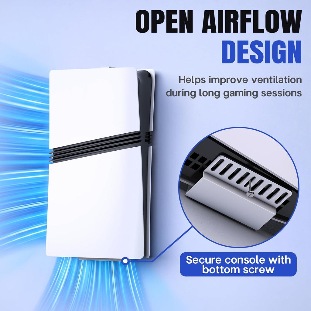 Wall Mount for PS5/PS5 Slim/Ps5 Pro Console-, Sturdy Metal Bracket Compatible with All Playstation 5 Models(Digital and Disc),+1Controller Headphone Holder, Sturdy and Not Fall Off,White