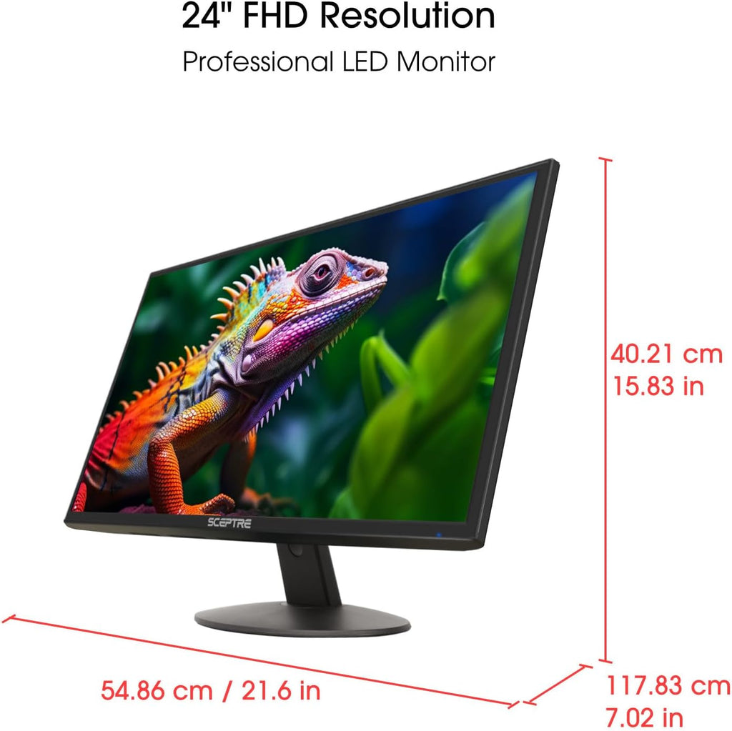 24-Inch Prime Monitor Thin 1080P LED Monitor 99% Srgb 2X HDMI VGA Build-In Speakers, Machine Black (E248W-19203R 2025 Series)