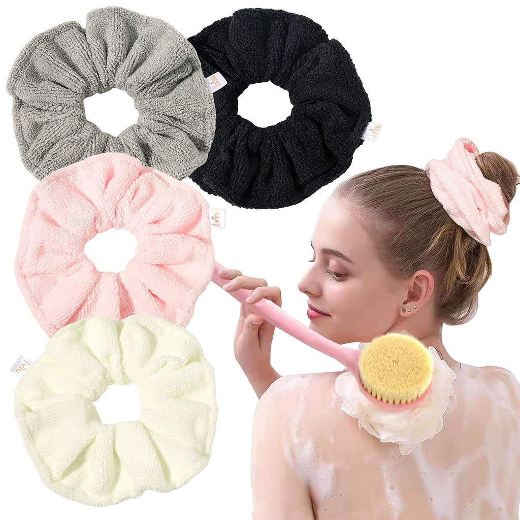 Microfiber Hair Drying Scrunchies Towel Fiber Large Big Scrunchie for Curl Hair for Shower Wet anti Frizz Hair Products Absorbent Fast Terry Cloth Sleep Scrunchy