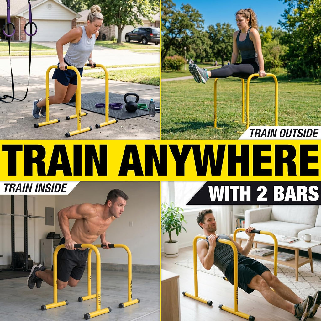 Lebert Equalizer Total Body Strengthener – Portable Dip Station for Full Bodyweight Training – Includes Hip Resistance Band & Online Coaching – Available in Standard & XL Sizes
