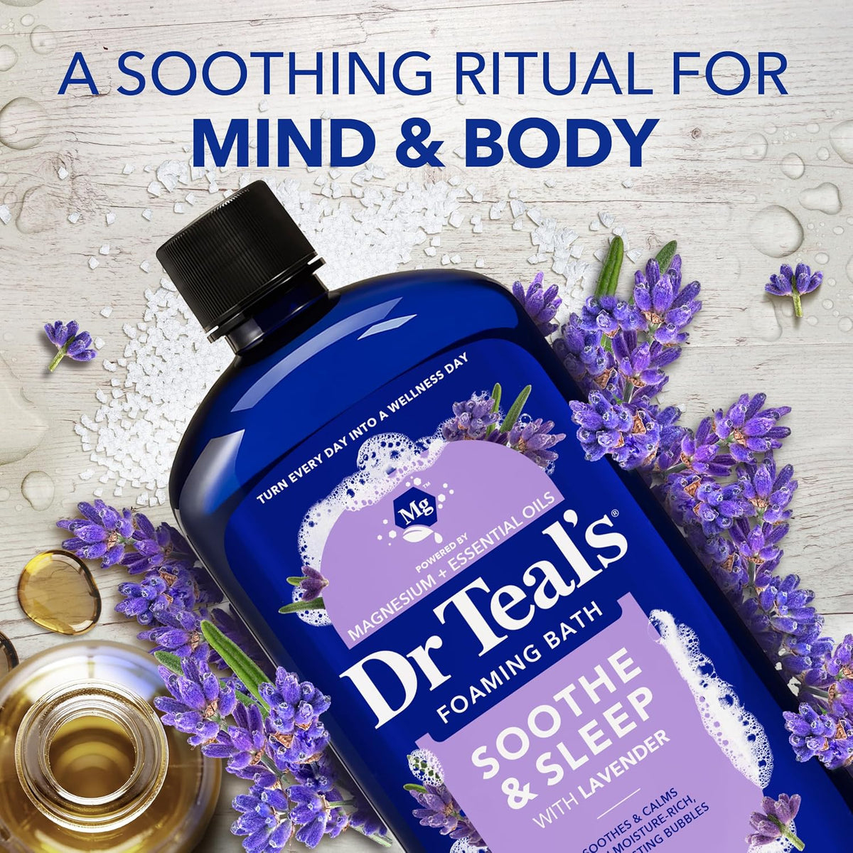 Foaming Bath with Pure Epsom Salt, Soothe & Sleep with Lavender, 34 Fl Oz (Pack of 2)