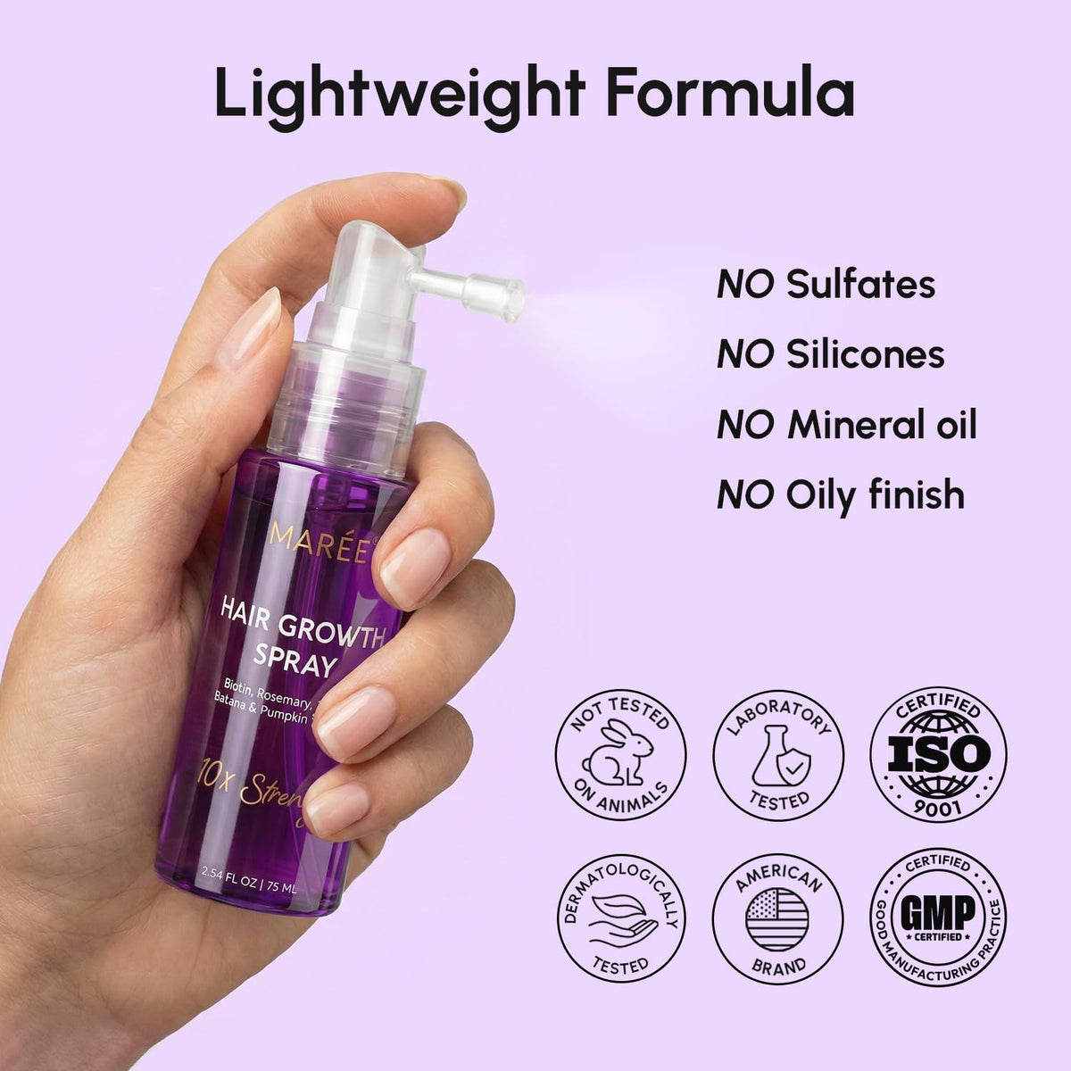 Hair Growth Spray – Caffeine, Batana, Castor & Rosemary Oil for Hair Growth – Products for Women & Men – Hair Oils for Hair Growth – Hair Thickening Spray for Roots – Hair Regrowth & Scalp Care