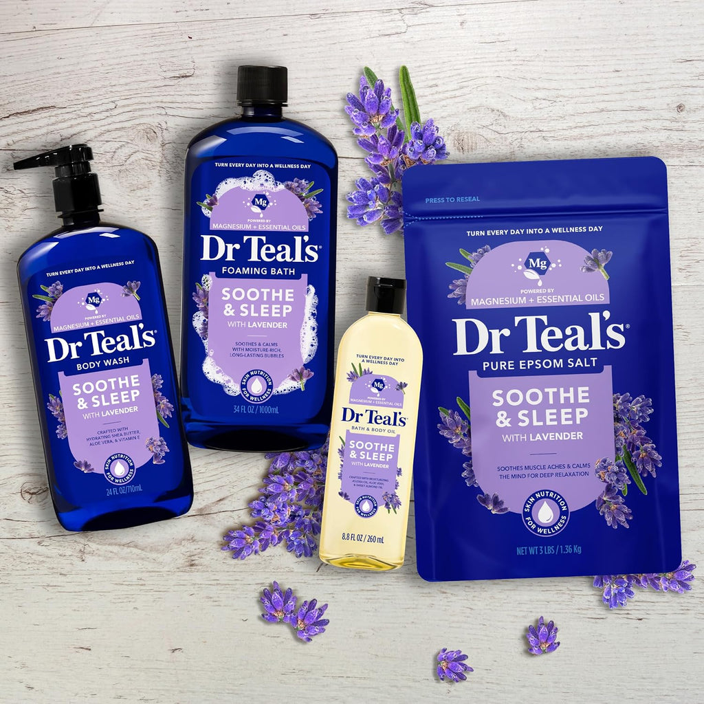 Foaming Bath with Pure Epsom Salt, Soothe & Sleep with Lavender, 34 Fl Oz (Pack of 2)