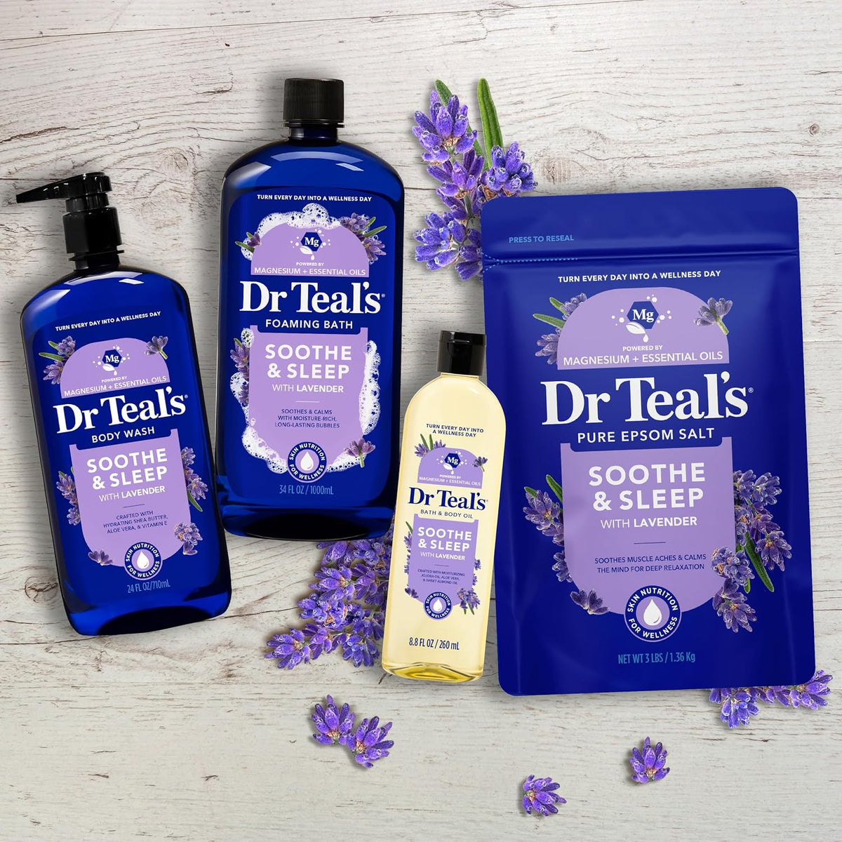 Foaming Bath with Pure Epsom Salt, Soothe & Sleep with Lavender, 34 Fl Oz (Pack of 2)