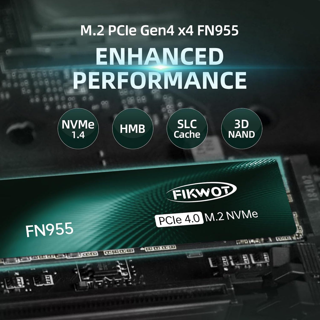 FN955 1TB Nvme SSD M.2 2280 Pcie Gen4X4, up to 7300Mb/S, 3D NAND TLC Flash Internal Solid State Drive, Configure SLC Cache, for PS5 Storage Expansion Laptop Desktop