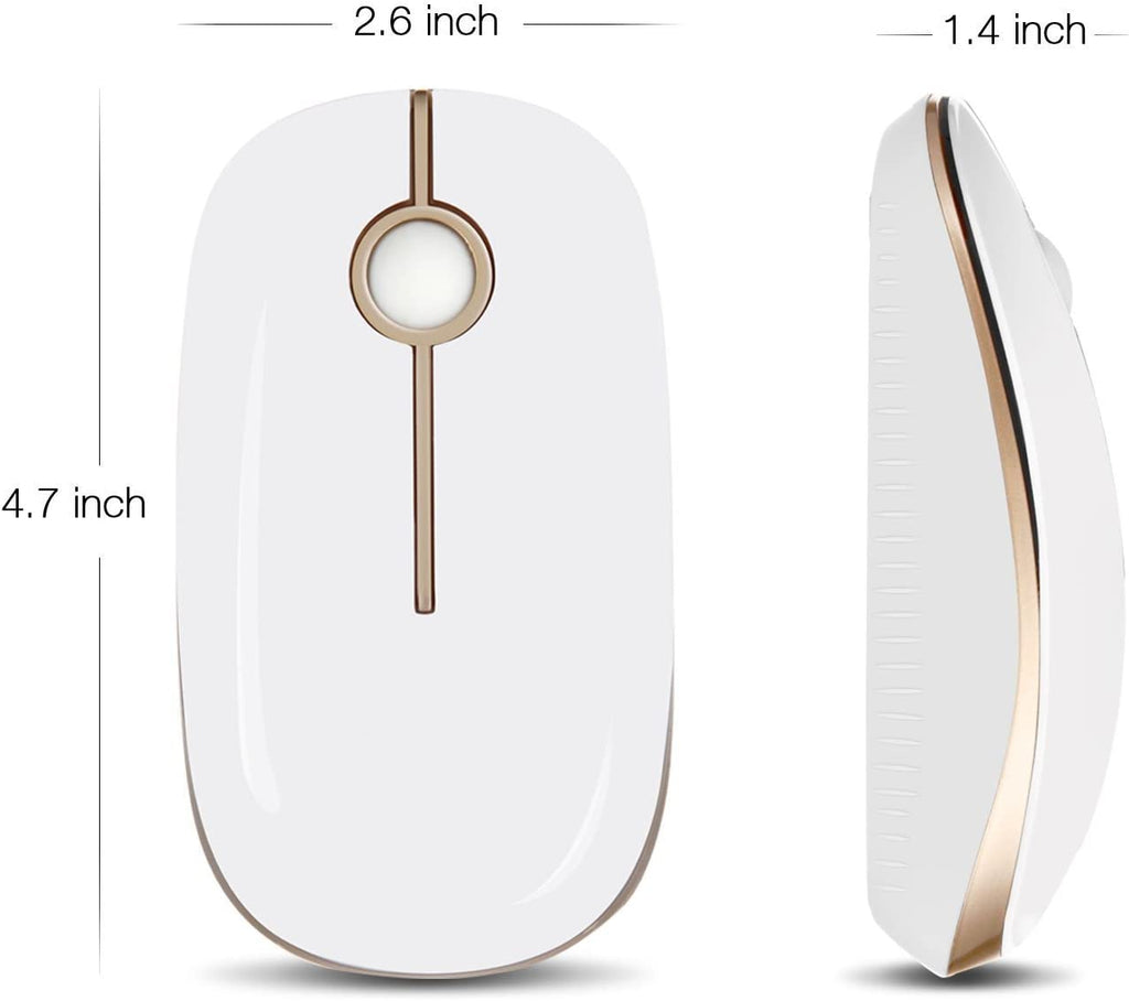 Wireless Mouse, 2.4G Slim Computer Laptop Mouse, White and Gold