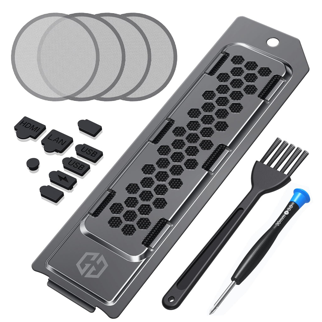 Premium Cooling and Dust Filter Kit for PS5 Pro & PS5 Slim - Includes M.2 SSD Dust Cover, Fan Dust Covers and Silicone Plugs, Improves PS5 Heat Ventilation and Durability