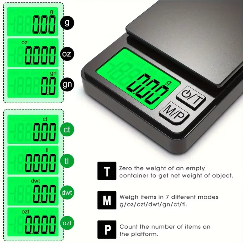 Precision Pocket Scale 1000G X 0.1G - Digital Gram Food Jewelry Ounces/Grains Scale with Backlit LCD - Mini Scale for Travel