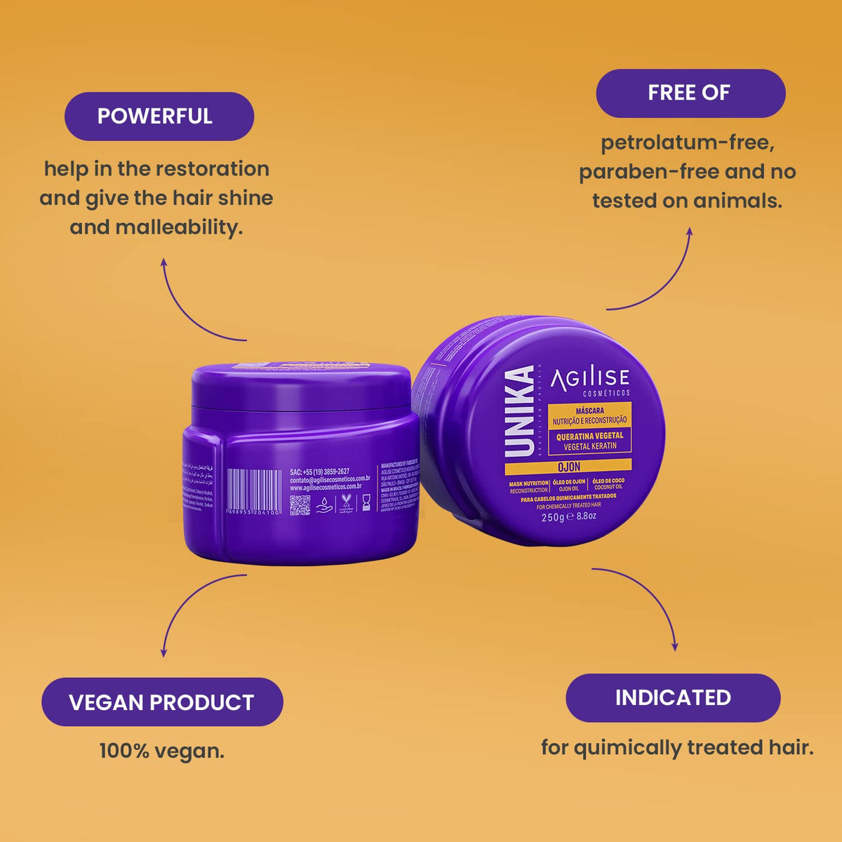 UNIKA Hair Mask for Frizzy Hair, Keratin Treatment for Damaged Hair, Deep Conditioning Mask with Ojon & Coconut Oil, Hair Products for Women, Sulfate Free Hair Mask - 8.8Oz