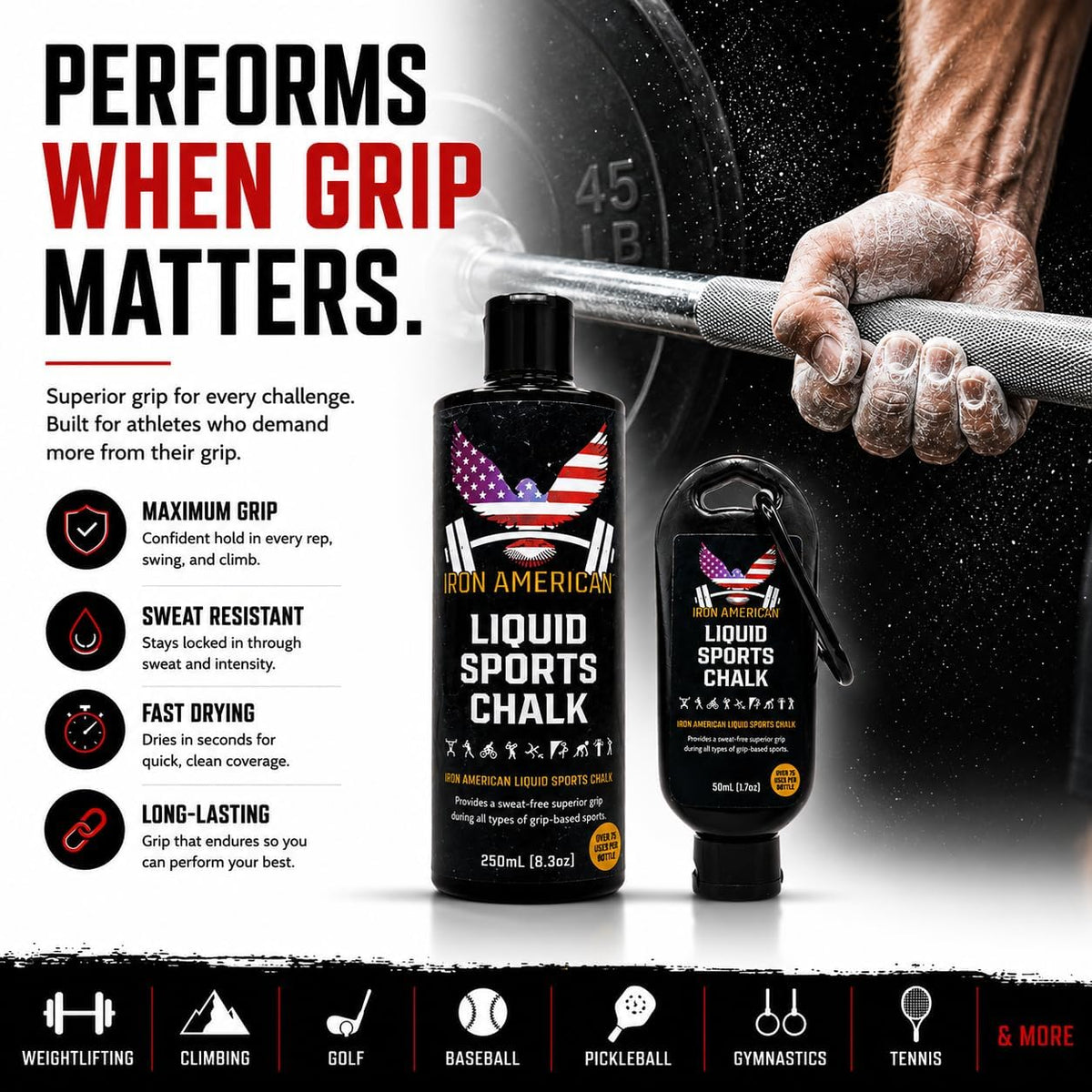 Gym Chalk for Lifting, Climbing, Gymnastics: Liquid, Clear, Powder, Block
