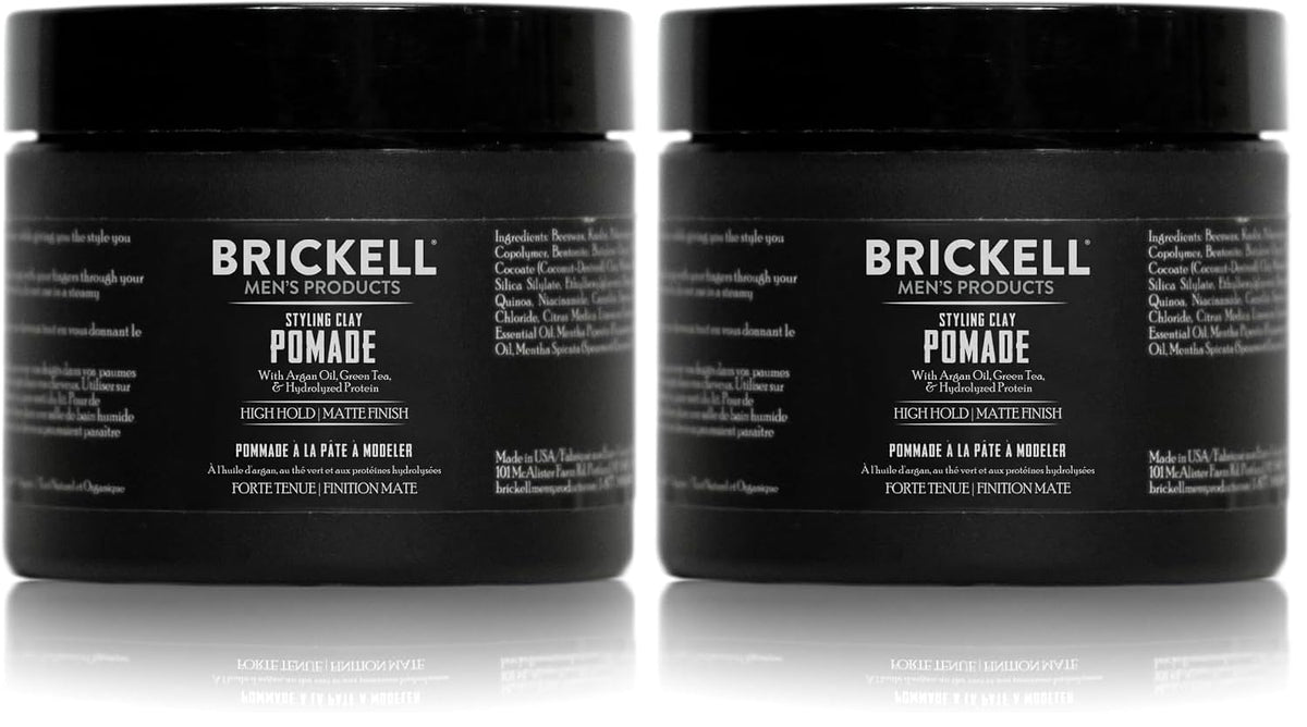 - Hair Pomade for Men, Styling Clay Pomade, Matte Finish & Strong Hold, with Argan Oil, Niacinamide, and Hydrolyzed Protein, 2 Ounces, Scented (Pack of 2)