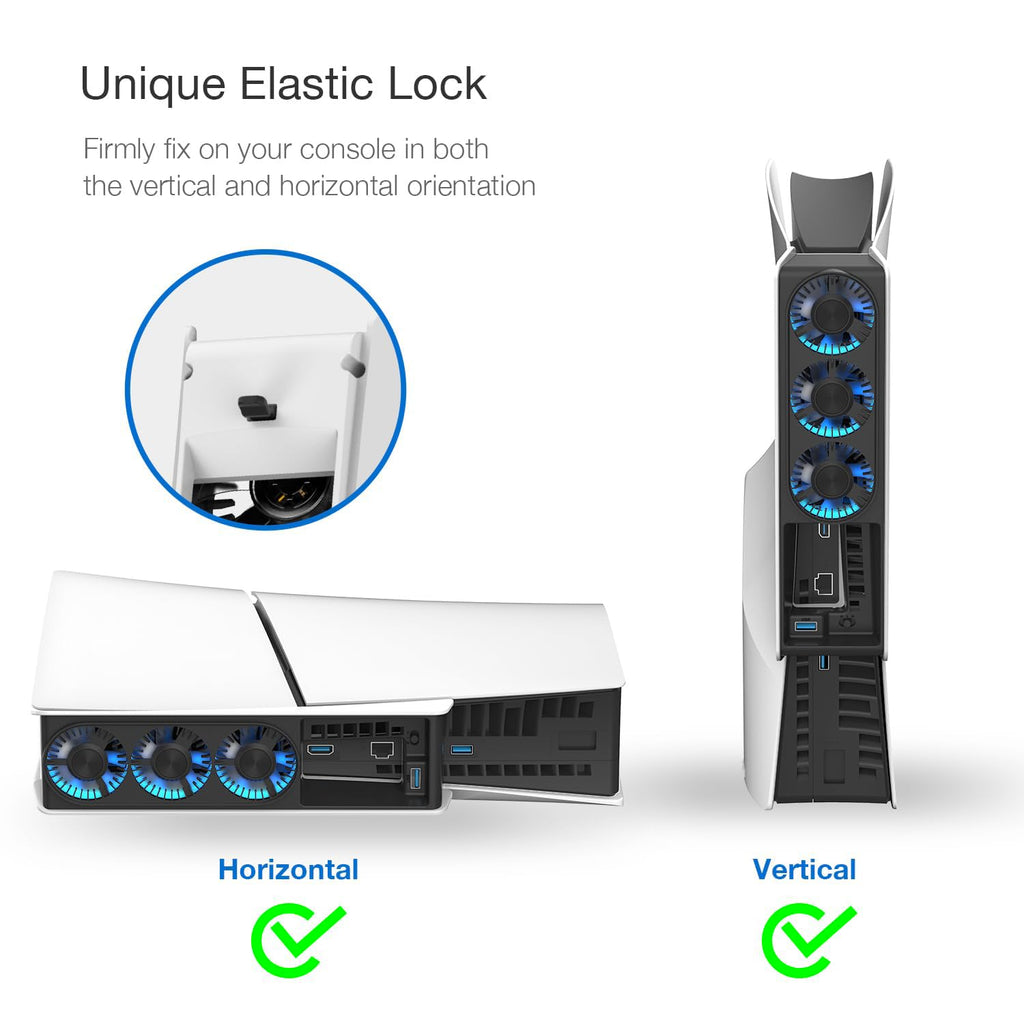 Cooling Fan for PS5 Slim, Upgraded Quiet Cooler Fan with LED Light, for PS5 Slim Console Digital & Discs Edition