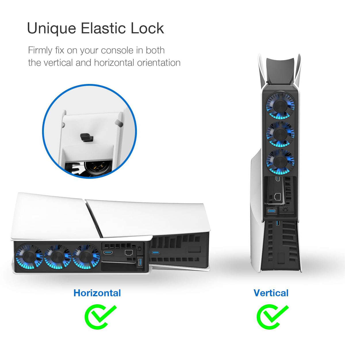 Cooling Fan for PS5 Slim, Upgraded Quiet Cooler Fan with LED Light, for PS5 Slim Console Digital & Discs Edition