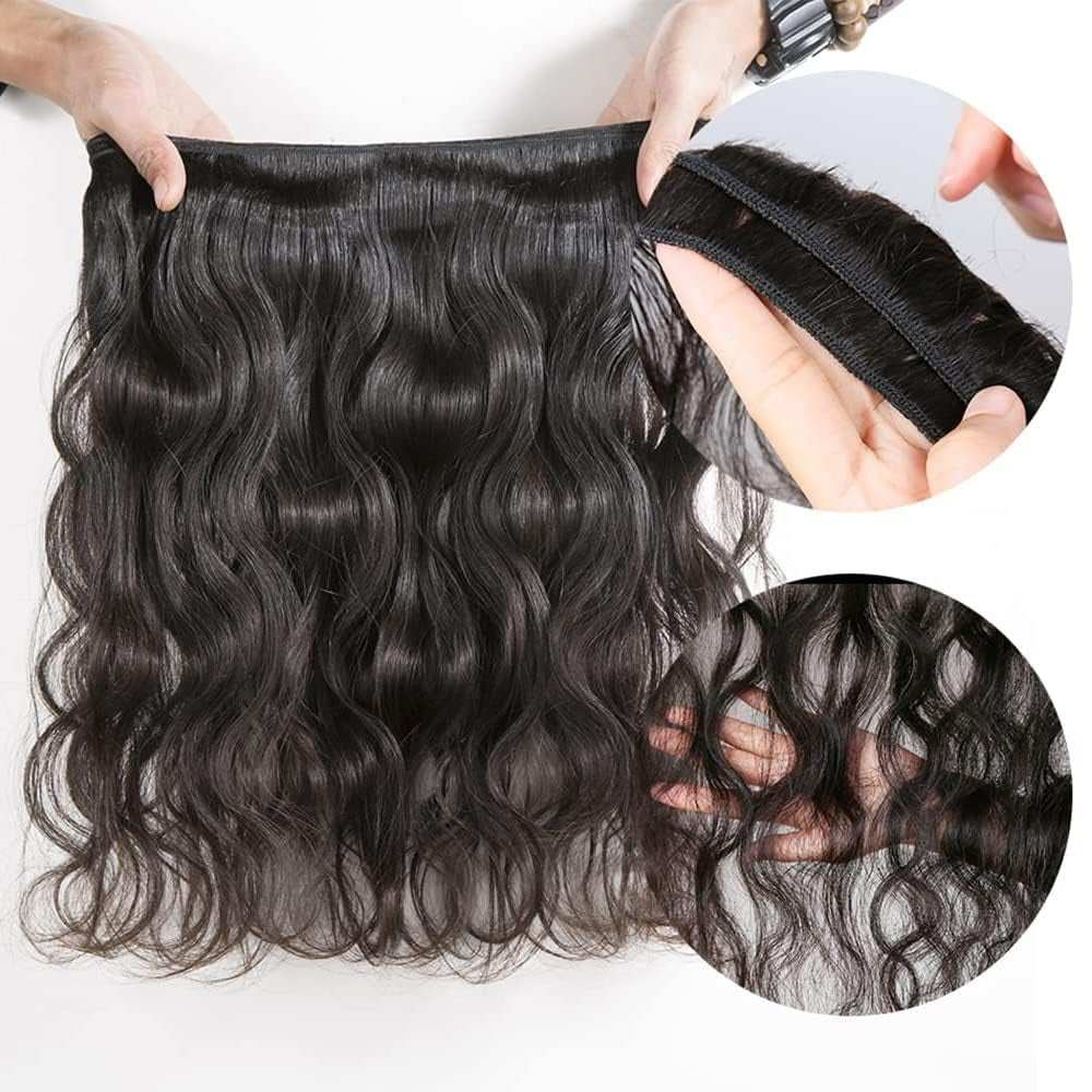 Human Hair Bundles Body Wave (20 22 24 26 Inch) 10A Human Hair 100% Unprocessed Brazilian Weave 4 Bundles Virgin Human Long Hair Natural Color Hair Extensions
