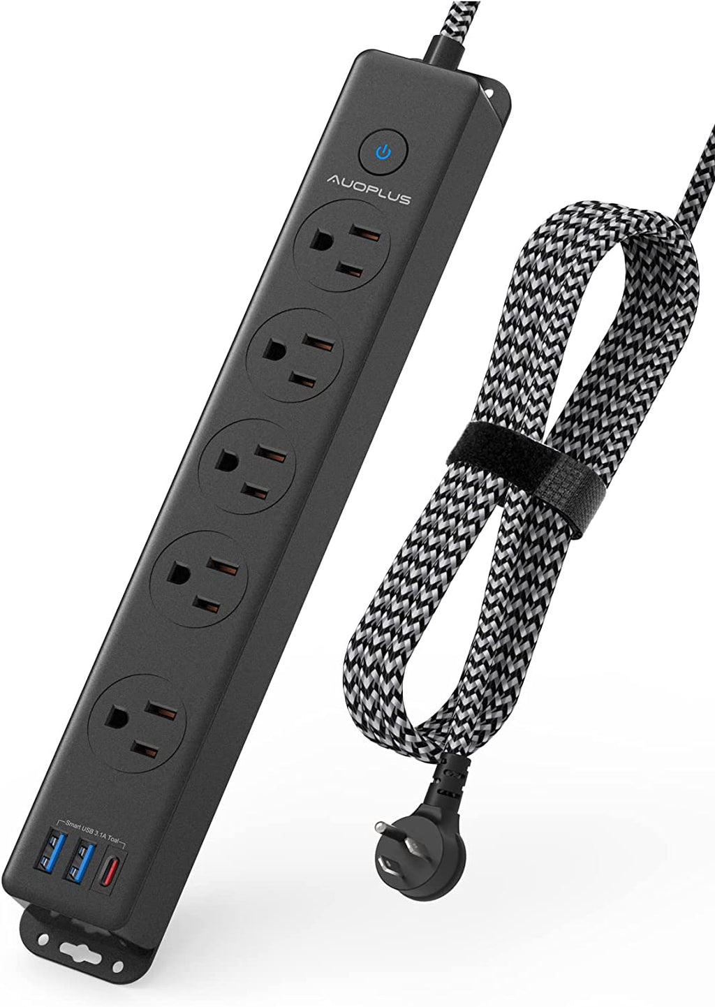Surge Protector Power Strip with USB C Ports 10FT Braided Extension Cord