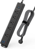 Surge Protector Power Strip with USB C Ports 10FT Braided Extension Cord