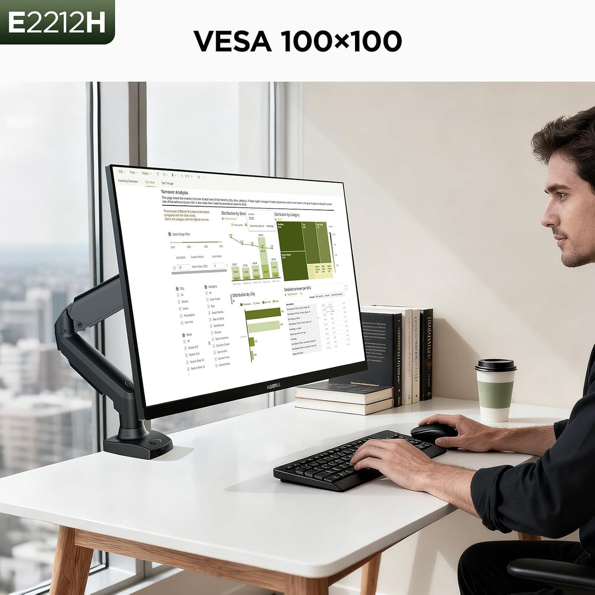 22 Inch Computer Monitor FHD 120Hz VA VESA Low Blue Light, E2212H