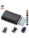 Carbon Fiber anti Rfid Credit Card Holder Men Wallets Slim Women Wallets Cardholder Case Purse Money Bags Metal Business Bank Credit Card Minimalist Wallet Gift for Men