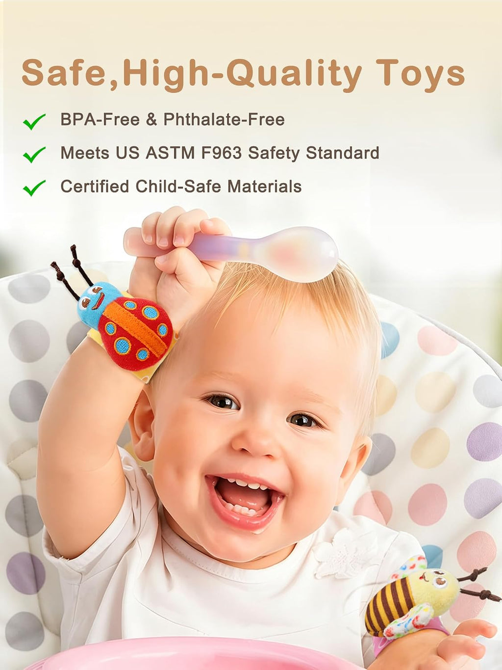 Wrist Rattle Socks and Foot Finder, Baby Toys for 0-12 Months