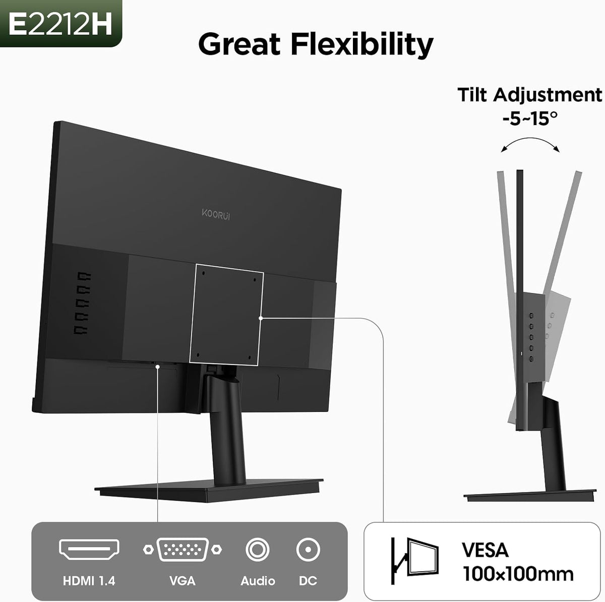 22 Inch Computer Monitor FHD 120Hz VA VESA Low Blue Light, E2212H