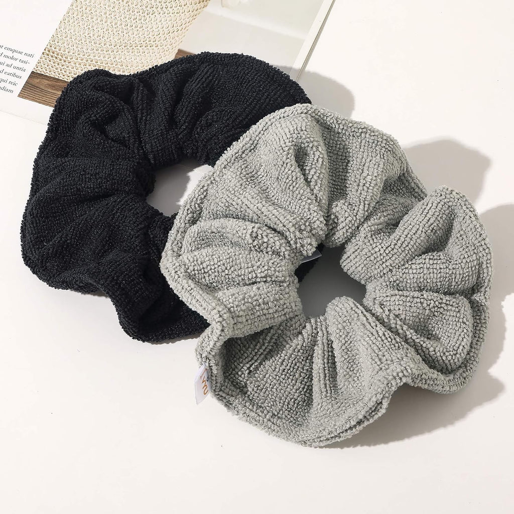 Microfiber Hair Drying Scrunchies Towel Fiber Large Big Scrunchie for Curl Hair for Shower Wet anti Frizz Hair Products Absorbent Fast Terry Cloth Sleep Scrunchy