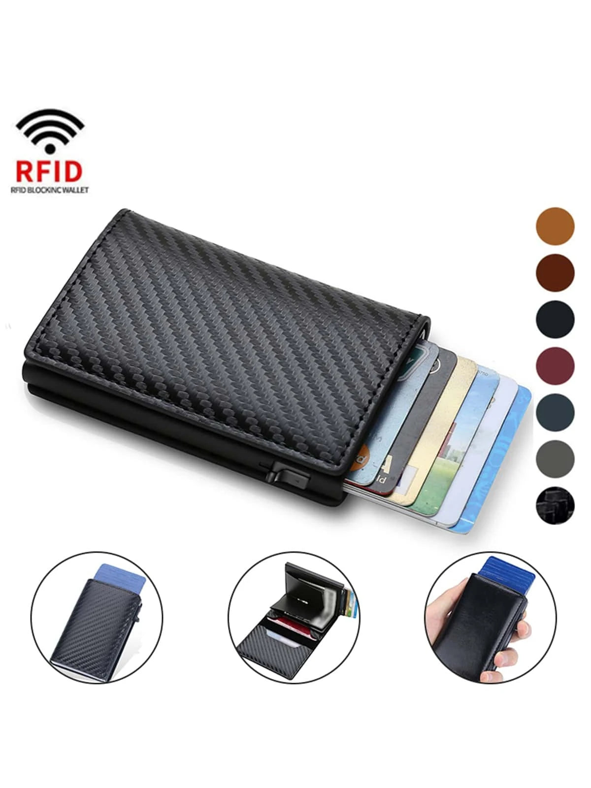 Carbon Fiber anti Rfid Credit Card Holder Men Wallets Slim Women Wallets Cardholder Case Purse Money Bags Metal Business Bank Credit Card Minimalist Wallet Gift for Men