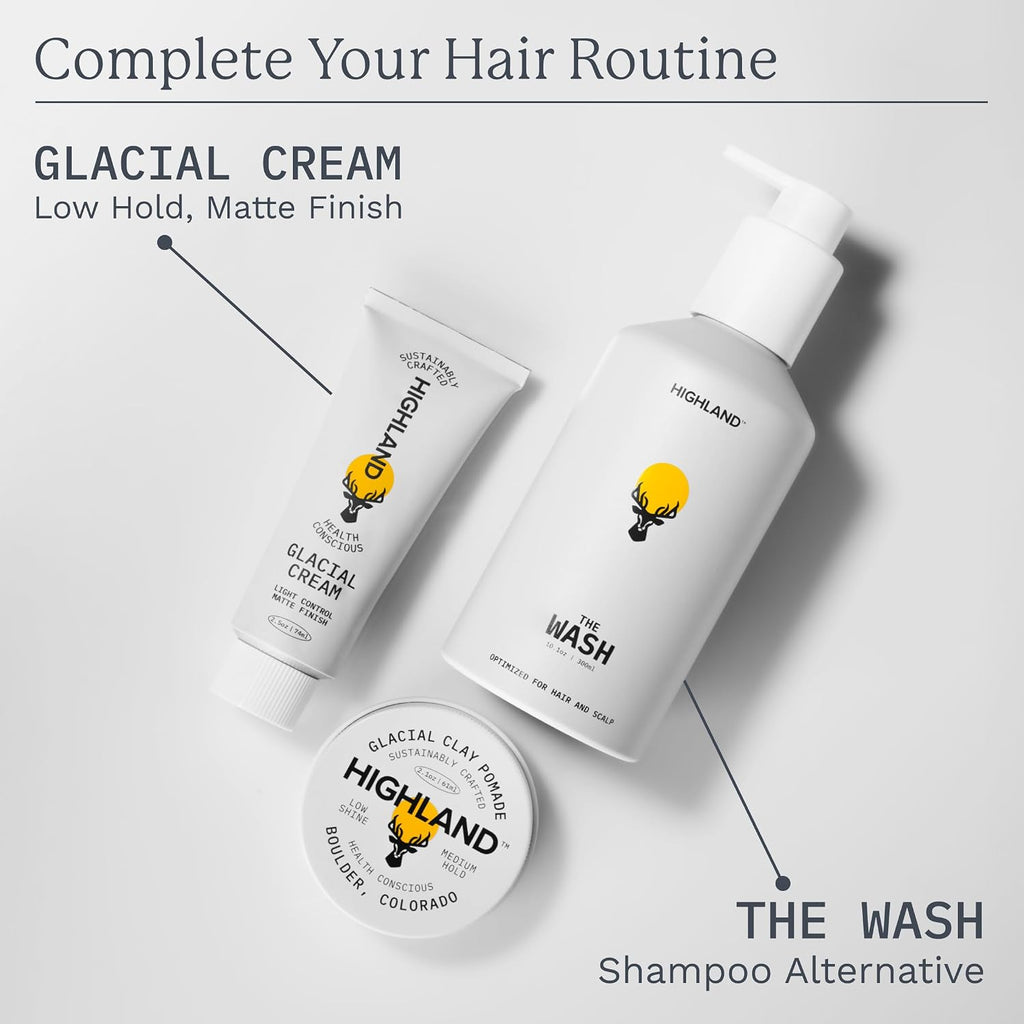 Glacial Hair Clay Pomade - Award Winning Hair Styling Clay for Men and Women Made with 100% All Natural and Organic Ingredients That Promote Hair and Scalp Health. Low Shine, Medium Hold.