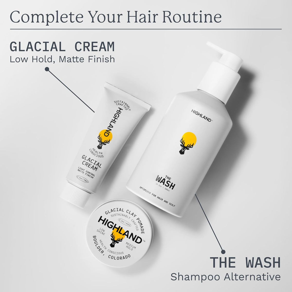Glacial Hair Clay Pomade - Award Winning Hair Styling Clay for Men and Women Made with 100% All Natural and Organic Ingredients That Promote Hair and Scalp Health. Low Shine, Medium Hold.