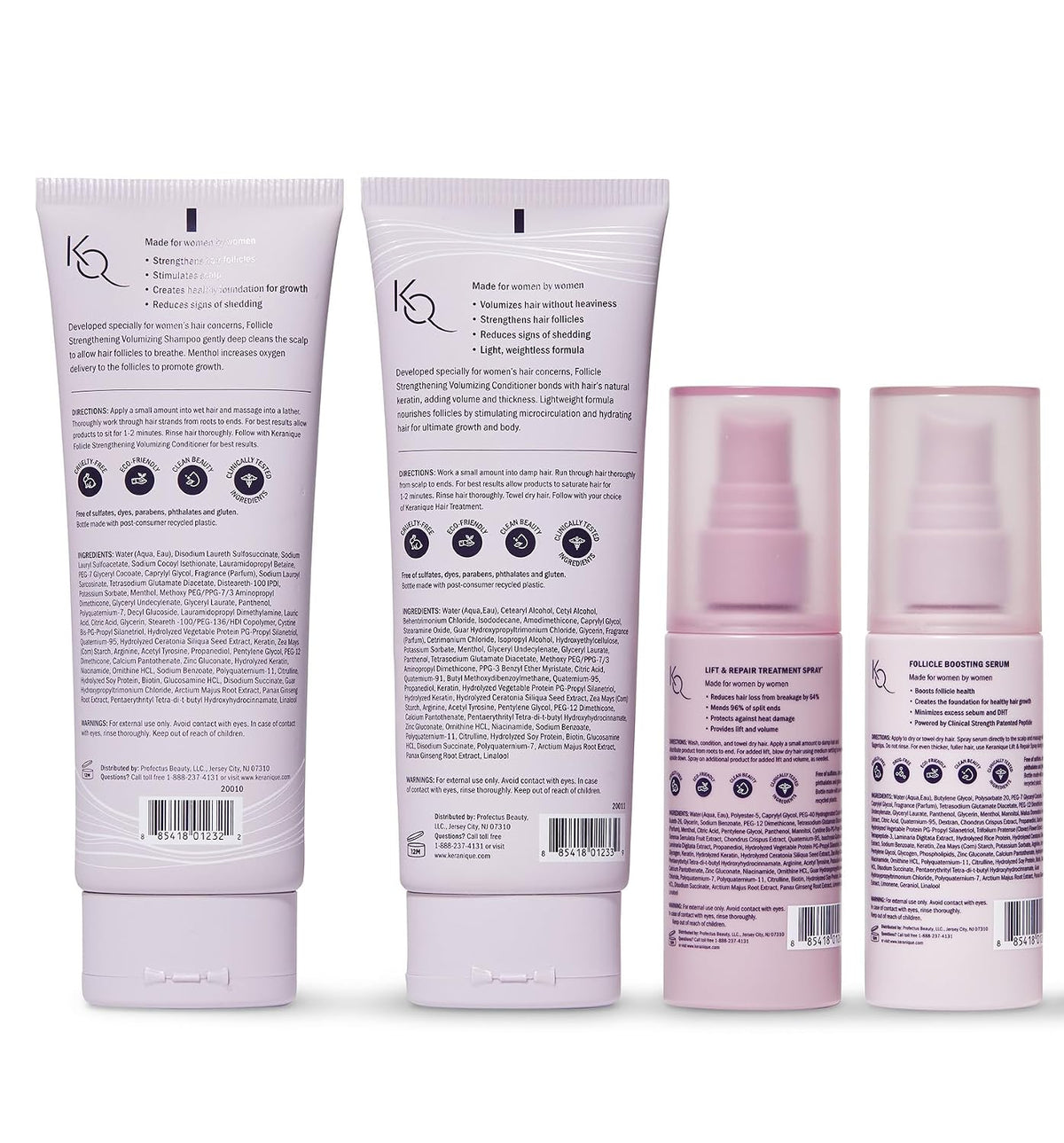 Hair Products Set for Thinning Hair - Volumizing Shampoo, Conditioner, Follicle Booster Serum, Spray for Fine Texture Boost, and Keratin Repair for Women