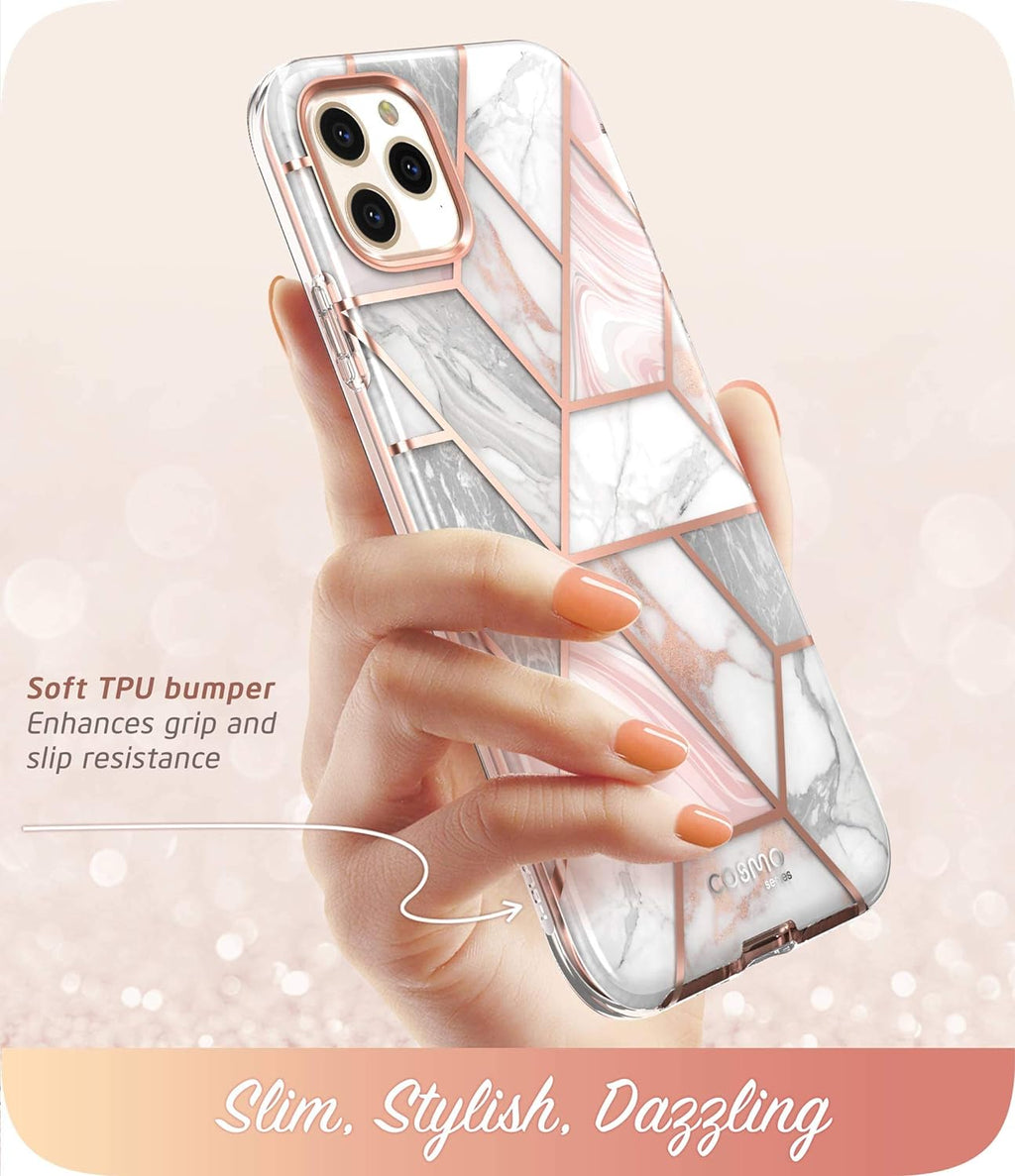 for Iphone 11 Pro Max Case with Built-In Screen Protector, Marble
