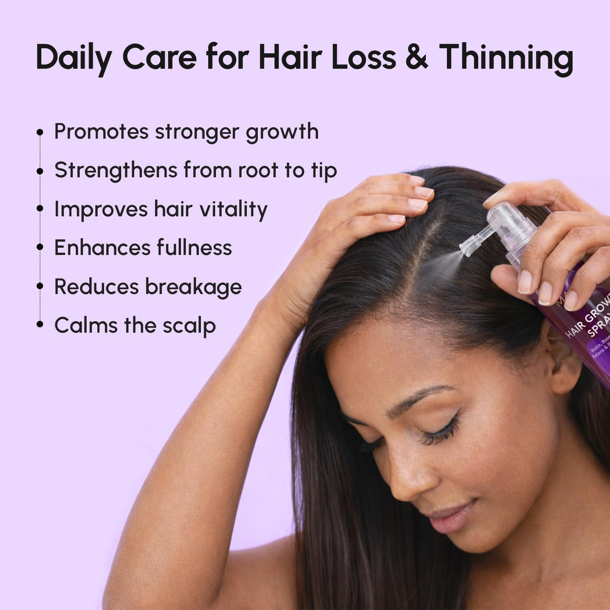 Hair Growth Spray – Caffeine, Batana, Castor & Rosemary Oil for Hair Growth – Products for Women & Men – Hair Oils for Hair Growth – Hair Thickening Spray for Roots – Hair Regrowth & Scalp Care