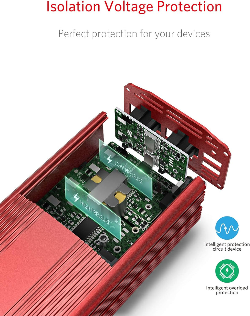 500W Car Power Inverter 12V DC to 110V AC Converter for Vehicles