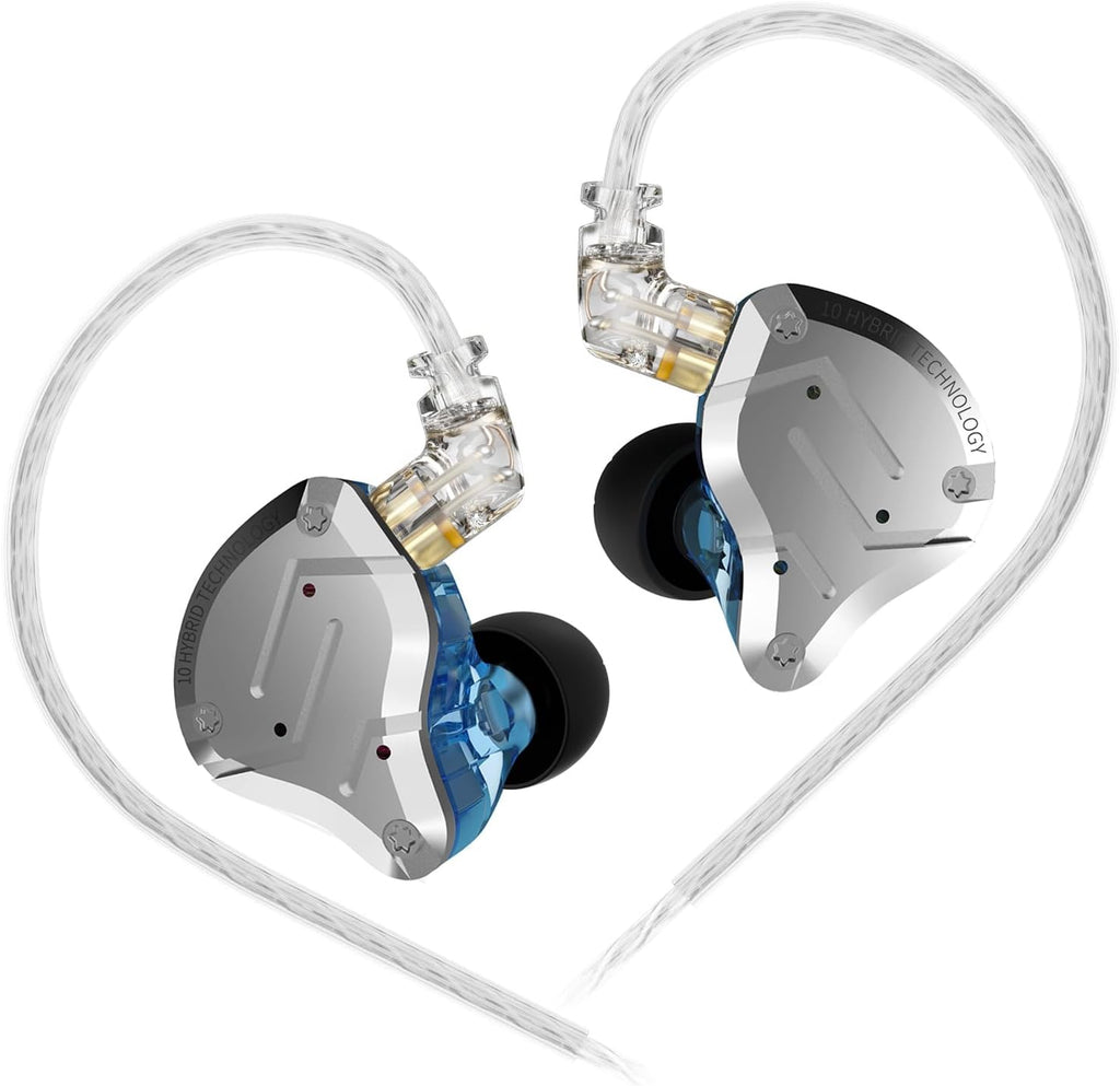 KZ ZS10 Pro in Ear Monitor Wired Headphone, KZ Hifi Earbuds in Ear Monitor Earphone with 4 Balanced Armatures and 1 Dynamic Drivers Professional IEM Headphone for Drummer Musician(Blue No Mic)