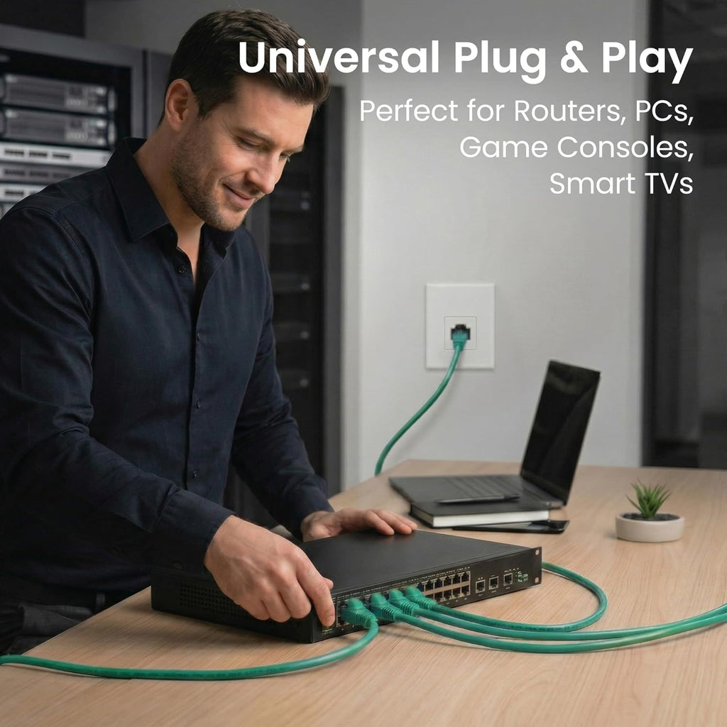 Cat6 Patch Cables Cat 6 Ethernet Cable 10 Ft 10-Pack Green
