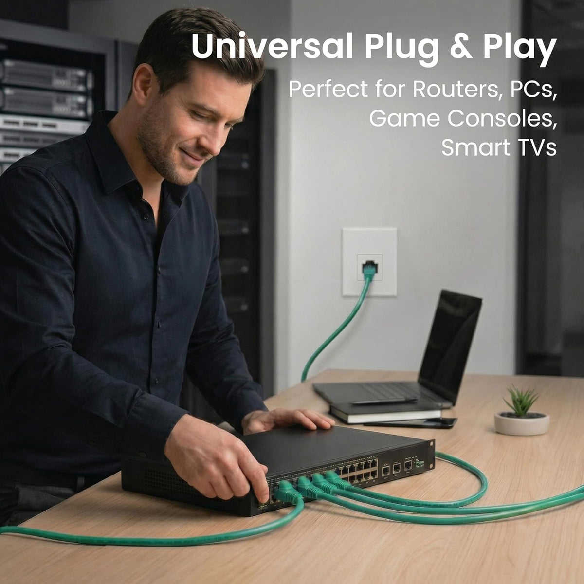 Cat6 Patch Cables Cat 6 Ethernet Cable 10 Ft 10-Pack Green