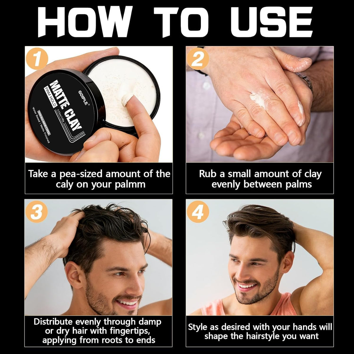 4.23Oz Men'S Hair Styling Clay, Firm Hold, Matte Finish, Hair Clay Low Shine with Natural Ingredients, Add Volume & Texture, Men'S Hair Product Ideal for All Men'S Hair Types 120G
