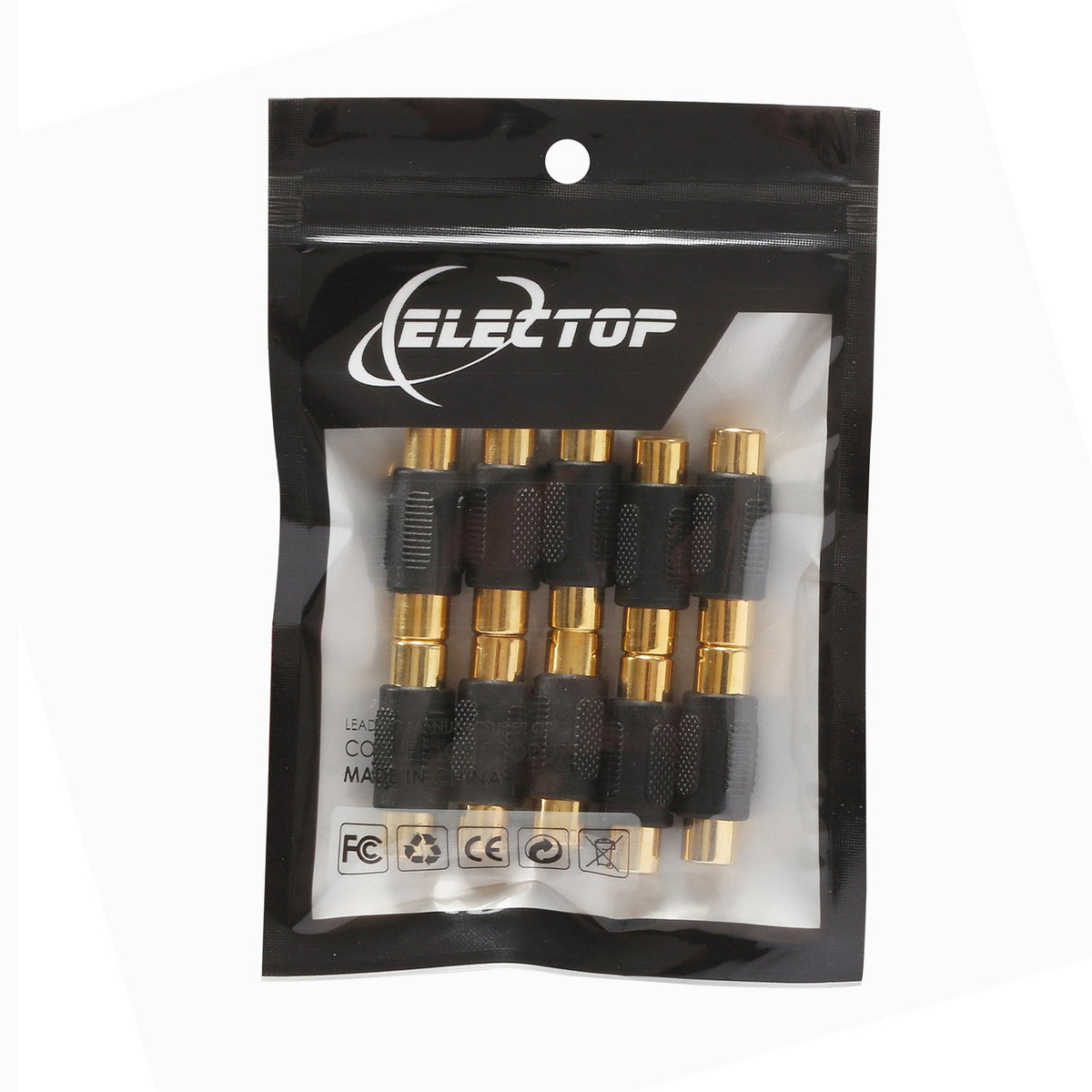 10 Pack RCA Female to Female Coupler Audio Video Gold Adapter