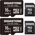 16GB Micro SD Card 2-Pack, FHD Video, Surveillance Security Cam Action Camera Drone, 85Mb/S Micro SDHC UHS-I U1 Class 10