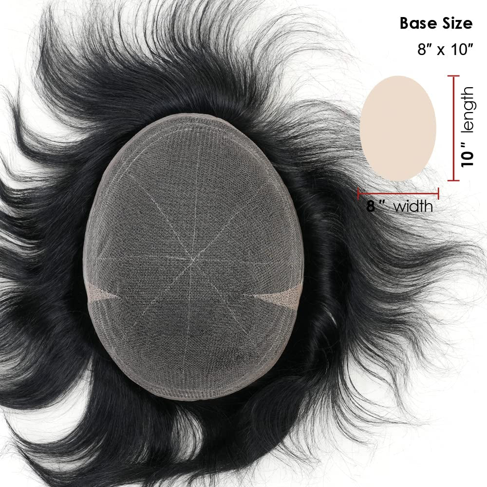 Hair System for Men Real Human Hair Full French Lace Mens Hair System Size 8X10 Inches Mens Toupee #1