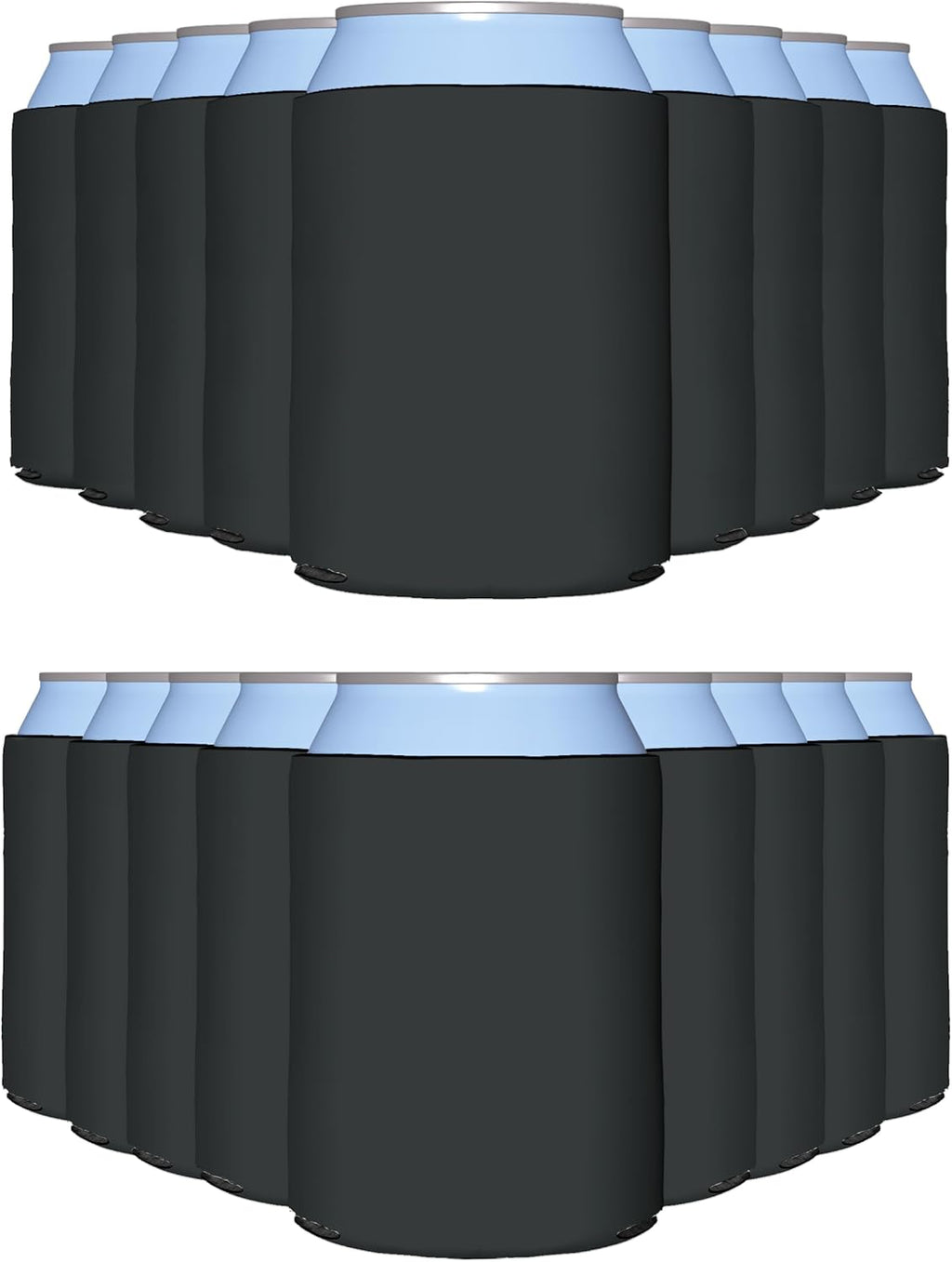 25 Pack Charcoal Blank Can Cooler Sleeves, Customizable Bulk Insulated Foam for Beer, Collapsible Plain Drink Holder, Cold Soda Insulator, 12Oz Regular, 16Oz Tall Cans