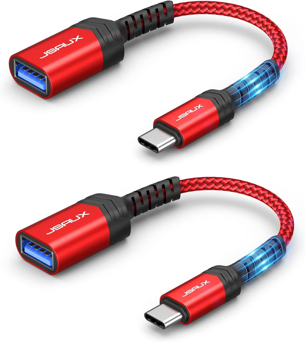 USB C to USB Adapter 3.0 [2 Pack], Type C OTG Adapter-Red