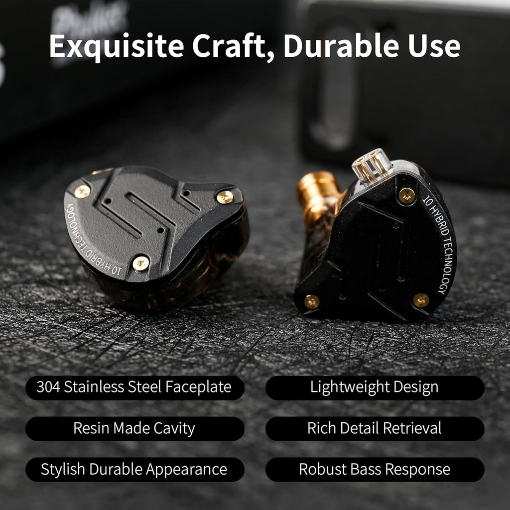 KZ ZS10 Pro in Ear Monitor Wired Headphone, KZ Hifi Earbuds in Ear Monitor Earphone with 4 Balanced Armatures and 1 Dynamic Drivers Professional IEM Headphone for Drummer Musician(Blue No Mic)