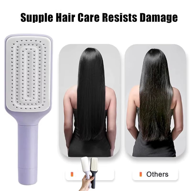 Self Cleaning Hair Comb Massage Air Cushion Comb Rotatable Anti-Static Hair Smoothing Brush Anti-Static Self Cleaning Hair Combs