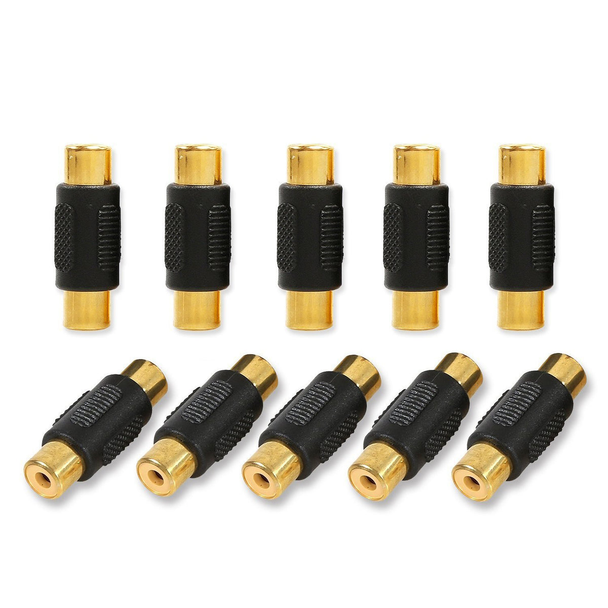 10 Pack RCA Female to Female Coupler Audio Video Gold Adapter
