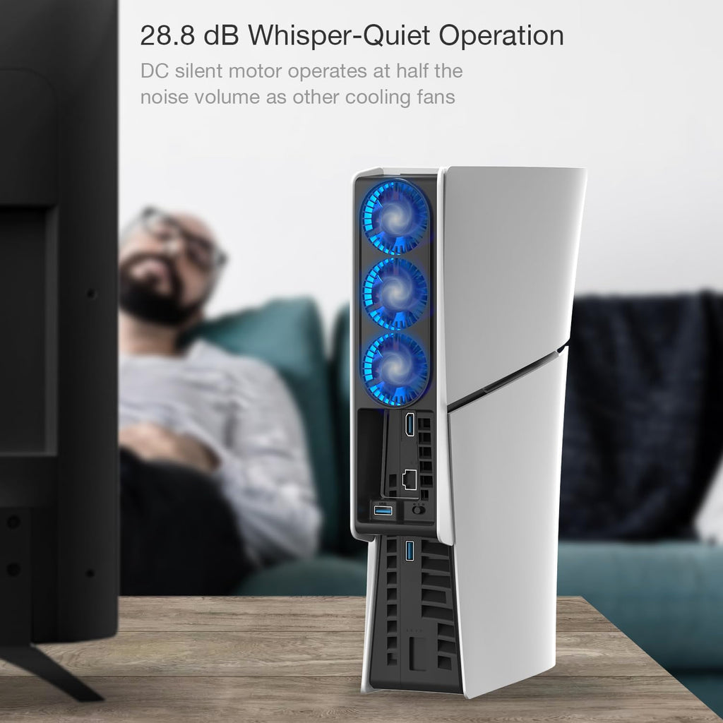 Cooling Fan for PS5 Slim, Upgraded Quiet Cooler Fan with LED Light, for PS5 Slim Console Digital & Discs Edition