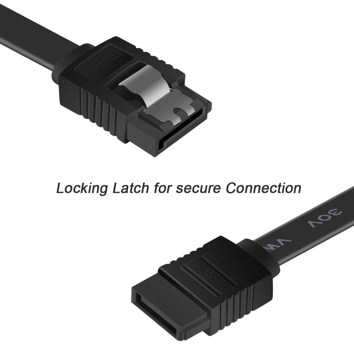 SATA Cable III, SATA Cable III 6Gbps Straight HDD SDD Data Cable with Locking Latch 18 Inch Compatible for SATA HDD, SSD, CD Driver, CD Writer - Black