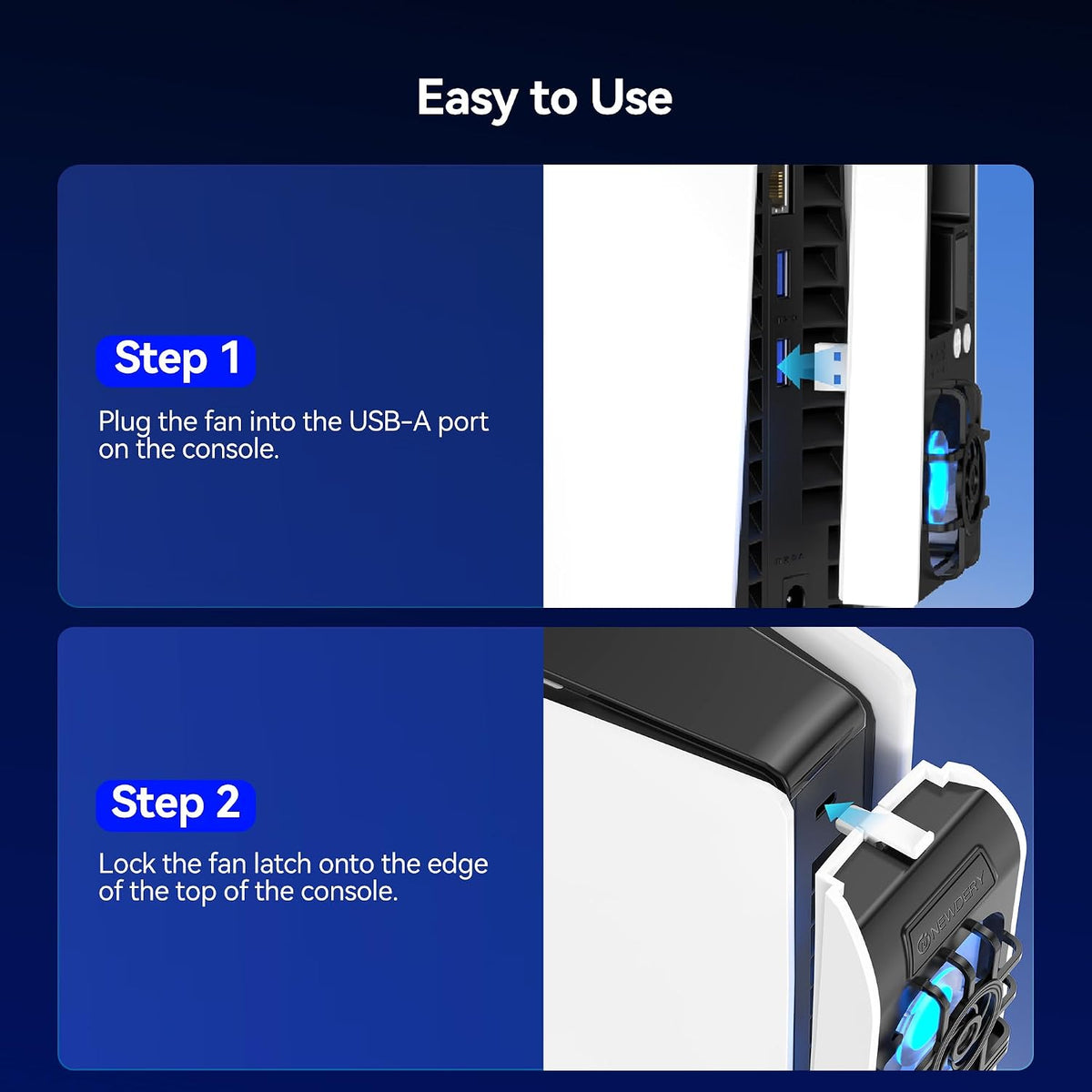 Cooling Fan for PS5 Slim, Upgraded 9-Blades, Not for PS5 Original