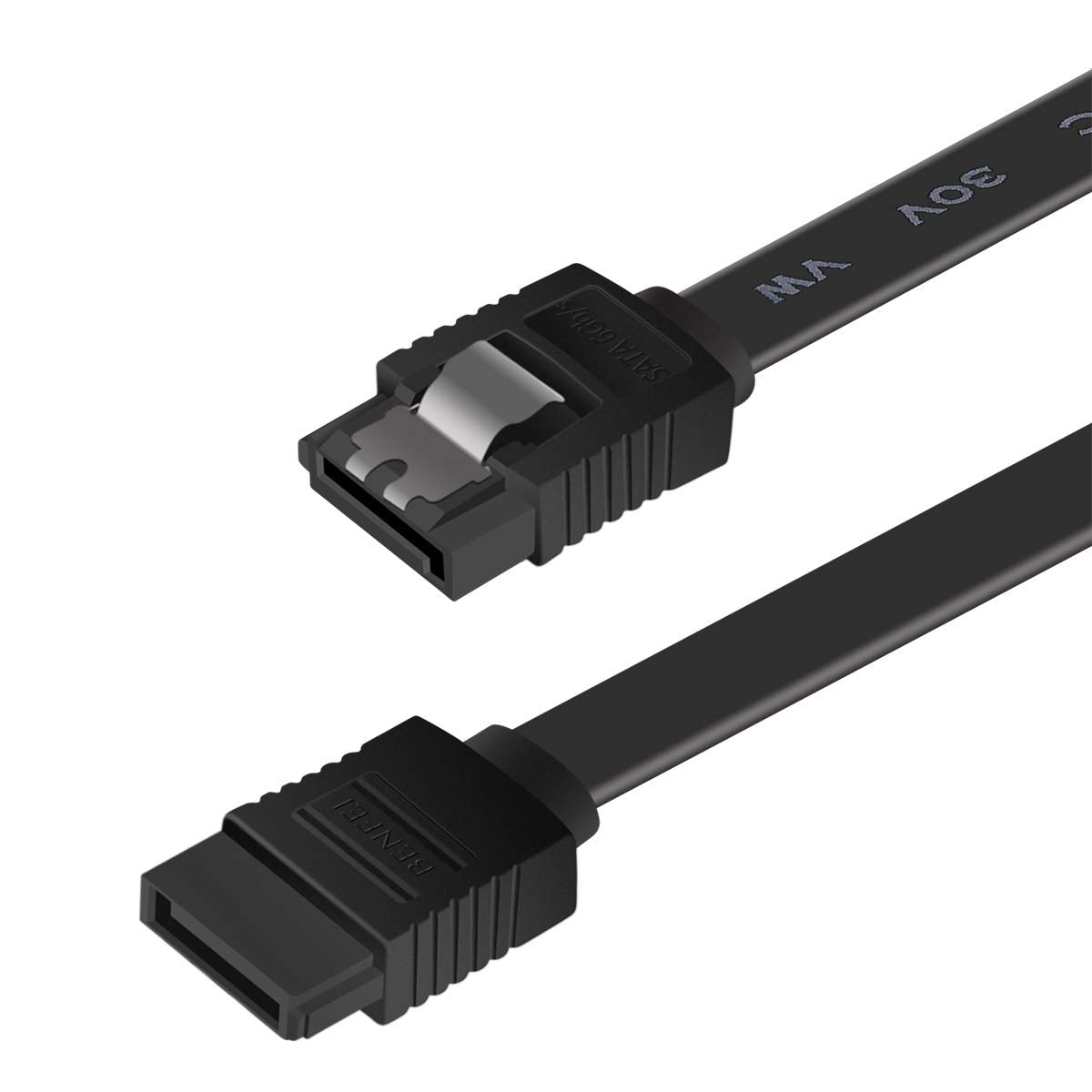 SATA Cable III, SATA Cable III 6Gbps Straight HDD SDD Data Cable with Locking Latch 18 Inch Compatible for SATA HDD, SSD, CD Driver, CD Writer - Black
